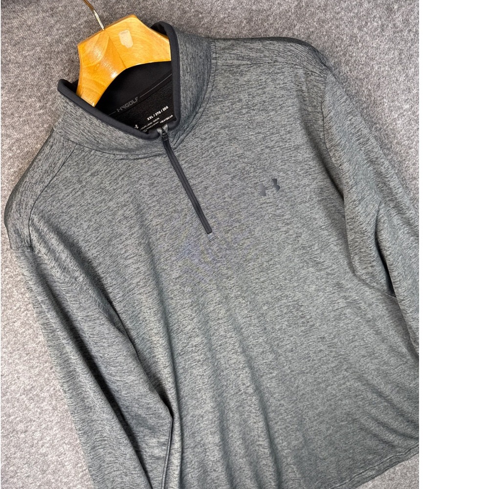 Under Armour Golf HeatGear Quarter Zip Pullover Gray Heather Mens XXL Loose Fit‎